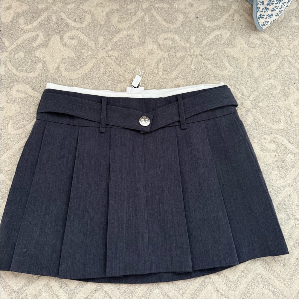 Astr Grey Mini Skater Skirt Pleated Work